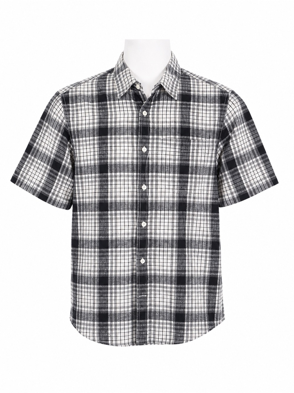 Size M Roots Men’s Black White Plaid Short Sleeve Button-Up Shirt 100% Cotton